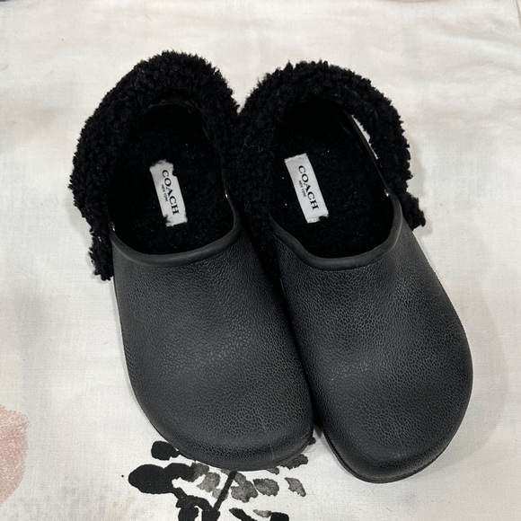 Coach Black Lola Shearling Clogs - Picture 3 of 9